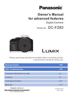 Panasonic Lumix FZ80 manual. Camera Instructions.